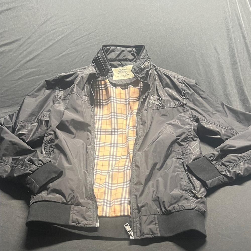 Burberry Black Bomber Jacket with Check Lining